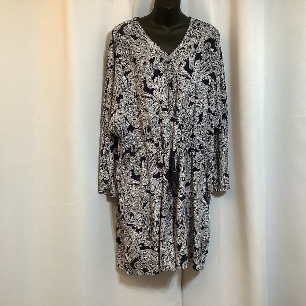 Joe Fresh Romper Women’s Size 1X Loose Fit Paisley Black White